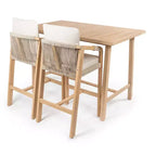 Set da bar da esterno JONATHAN Y Porto Modern Coastal a 3 pezzi in legno di acacia con cuscini