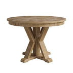 Tavolo da pranzo rotondo con base a croce in legno massello naturale in stile rustico per 4 persone