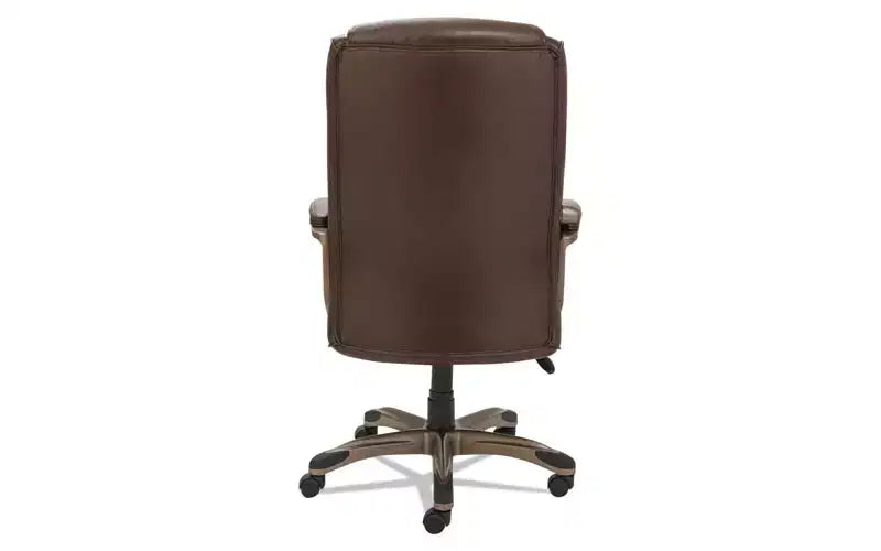 Sedia direzionale alta Veon Series in pelle rigenerata, supporta fino a 125 kg, sedile/schienale marrone, base in bronzo