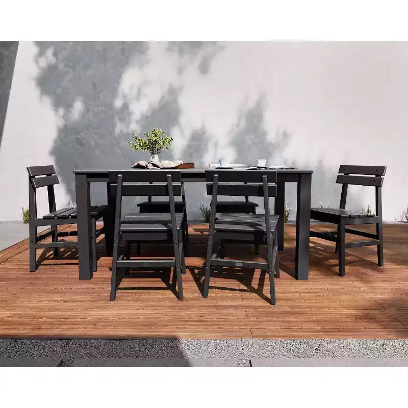 Set da pranzo da esterno POLYWOOD 7 pezzi con sedie Modern Studio Plaza e tavolo Parsons