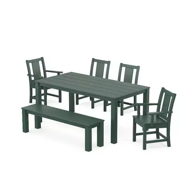 Ensemble repas d'extérieur 6 pièces Prairie Parsons avec banc POLYWOOD