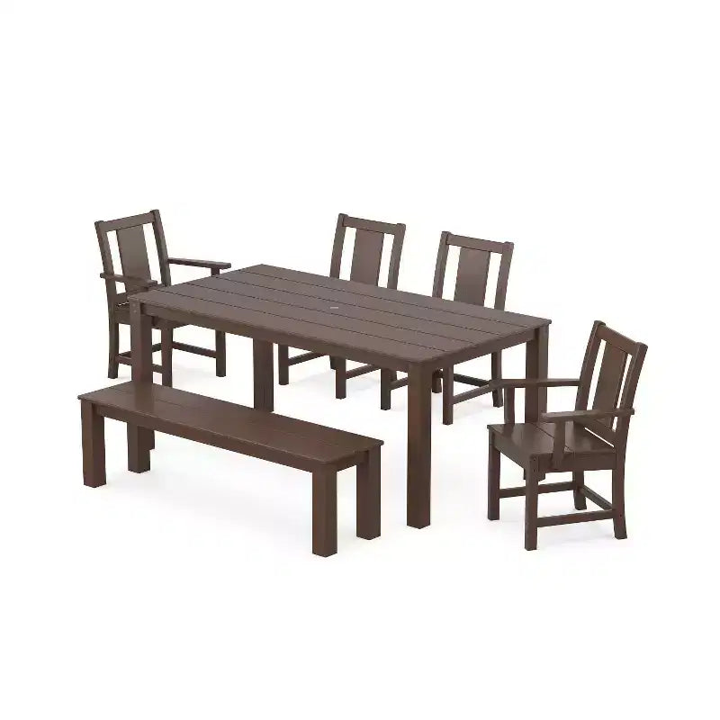 Ensemble repas d'extérieur 6 pièces Prairie Parsons avec banc POLYWOOD