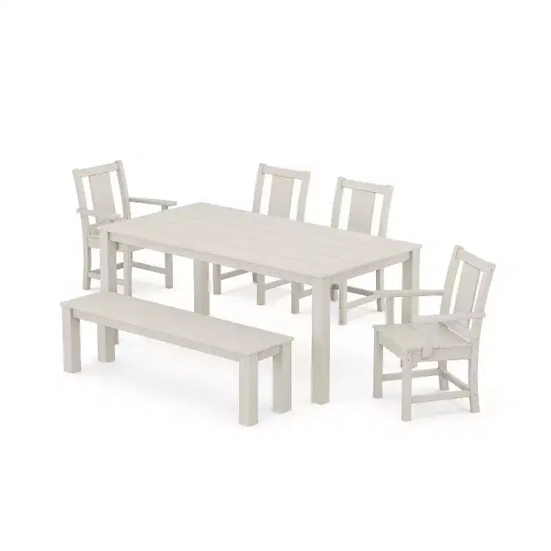 Ensemble repas d'extérieur 6 pièces Prairie Parsons avec banc POLYWOOD