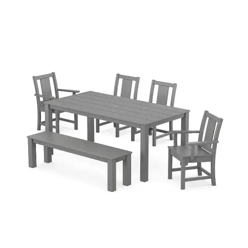 Ensemble repas d'extérieur 6 pièces Prairie Parsons avec banc POLYWOOD