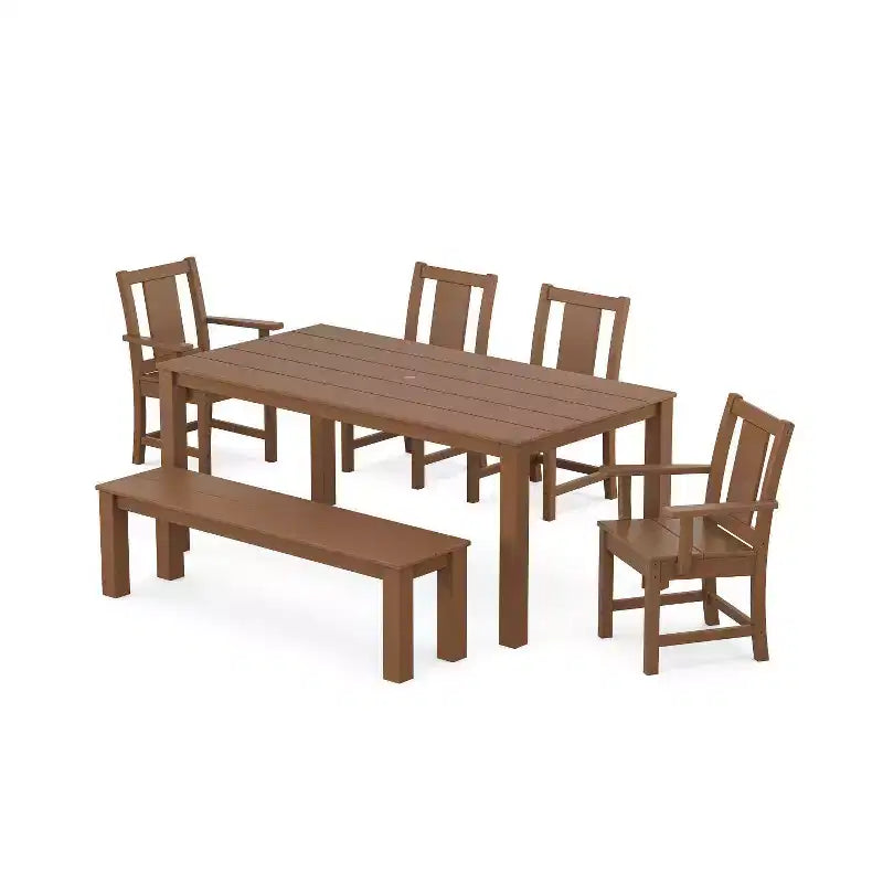 Ensemble repas d'extérieur 6 pièces Prairie Parsons avec banc POLYWOOD