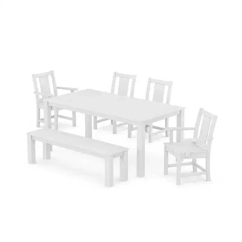 Ensemble repas d'extérieur 6 pièces Prairie Parsons avec banc POLYWOOD