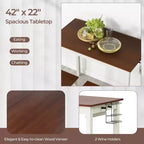 Set tavolo da bar ad altezza bancone Costway 3 pezzi con 2 sgabelli, 2 portabottiglie Bianco e Noce