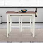 Set tavolo da bar ad altezza bancone Costway 3 pezzi con 2 sgabelli, 2 portabottiglie Bianco e Noce