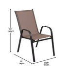 Set da pranzo da esterno Flash Furniture Brazos da 7 pezzi di livello commerciale con tavolo da esterno in vetro temperato e 6 sedie con sedili e schienali in materiale Flex Comfort