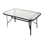 Set da pranzo da esterno Flash Furniture Brazos da 7 pezzi di livello commerciale con tavolo da esterno in vetro temperato e 6 sedie con sedili e schienali in materiale Flex Comfort