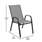 Set da pranzo da esterno Flash Furniture Brazos da 7 pezzi di livello commerciale con tavolo da esterno in vetro temperato e 6 sedie con sedili e schienali in materiale Flex Comfort