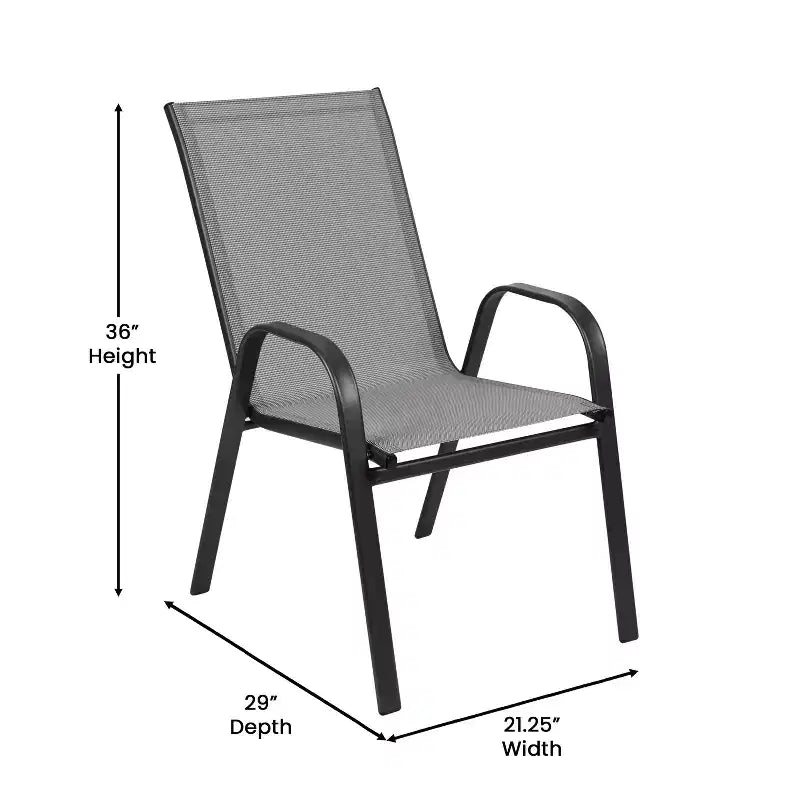 Set da pranzo da esterno Flash Furniture Brazos da 7 pezzi di livello commerciale con tavolo da esterno in vetro temperato e 6 sedie con sedili e schienali in materiale Flex Comfort