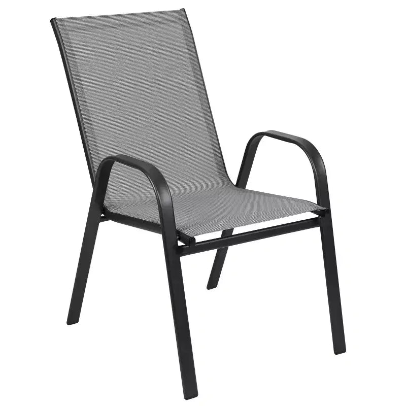 Set da pranzo da esterno Flash Furniture Brazos da 7 pezzi di livello commerciale con tavolo da esterno in vetro temperato e 6 sedie con sedili e schienali in materiale Flex Comfort