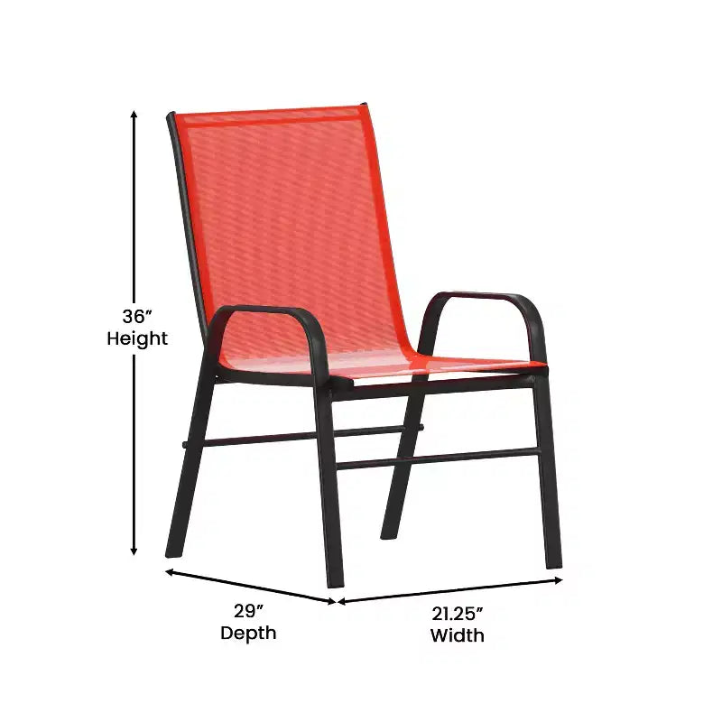 Set da pranzo da esterno Flash Furniture Brazos da 7 pezzi di livello commerciale con tavolo da esterno in vetro temperato e 6 sedie con sedili e schienali in materiale Flex Comfort