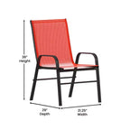 Set da pranzo da esterno Flash Furniture Brazos da 7 pezzi di livello commerciale con tavolo da esterno in vetro temperato e 6 sedie con sedili e schienali in materiale Flex Comfort