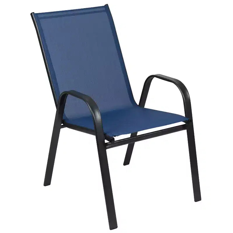 Set da pranzo da esterno Flash Furniture Brazos da 7 pezzi di livello commerciale con tavolo da esterno in vetro temperato e 6 sedie con sedili e schienali in materiale Flex Comfort