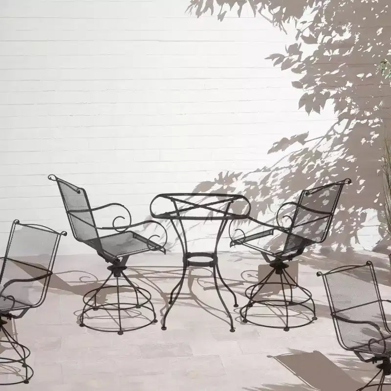 Set da balcone e bistrò Woodard Uptown a 3 pezzi in acciaio con sedie girevoli, tavolo, capacità di carico di 113 kg e finitura verniciata a polvere, nero