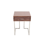 Table d'appoint contemporaine Carson Carrington Siuntio Roman en noyer et acier inoxydable avec tiroir