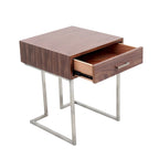 Table d'appoint contemporaine Carson Carrington Siuntio Roman en noyer et acier inoxydable avec tiroir