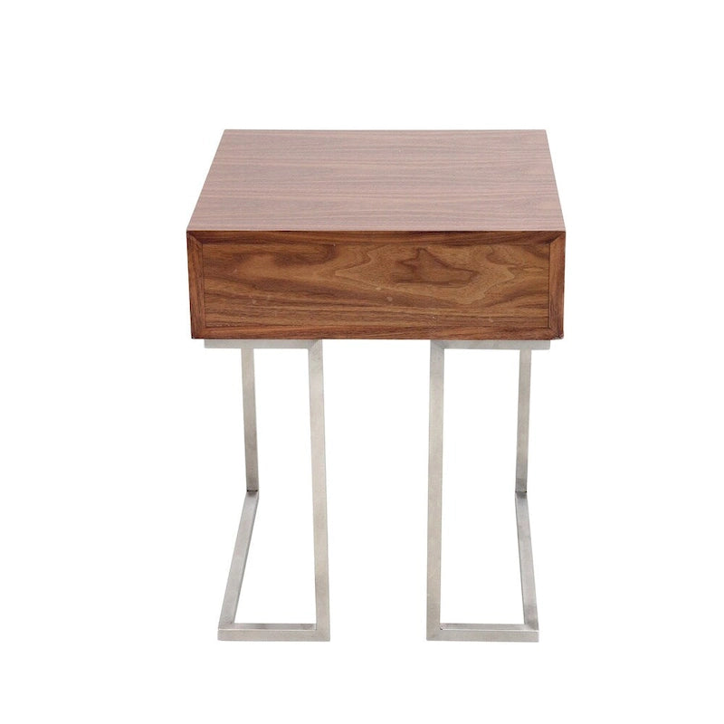 Table d'appoint contemporaine Carson Carrington Siuntio Roman en noyer et acier inoxydable avec tiroir