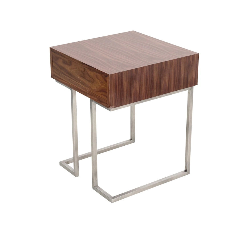 Table d'appoint contemporaine Carson Carrington Siuntio Roman en noyer et acier inoxydable avec tiroir