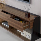 Mobile TV Alan in noce moderno con 3 cassetti da 73 pollici di Furniture of America