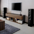 Mobile TV Alan in noce moderno con 3 cassetti da 73 pollici di Furniture of America