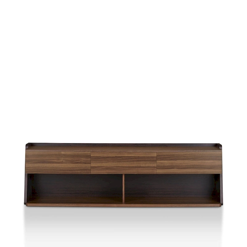 Mobile TV Alan in noce moderno con 3 cassetti da 73 pollici di Furniture of America