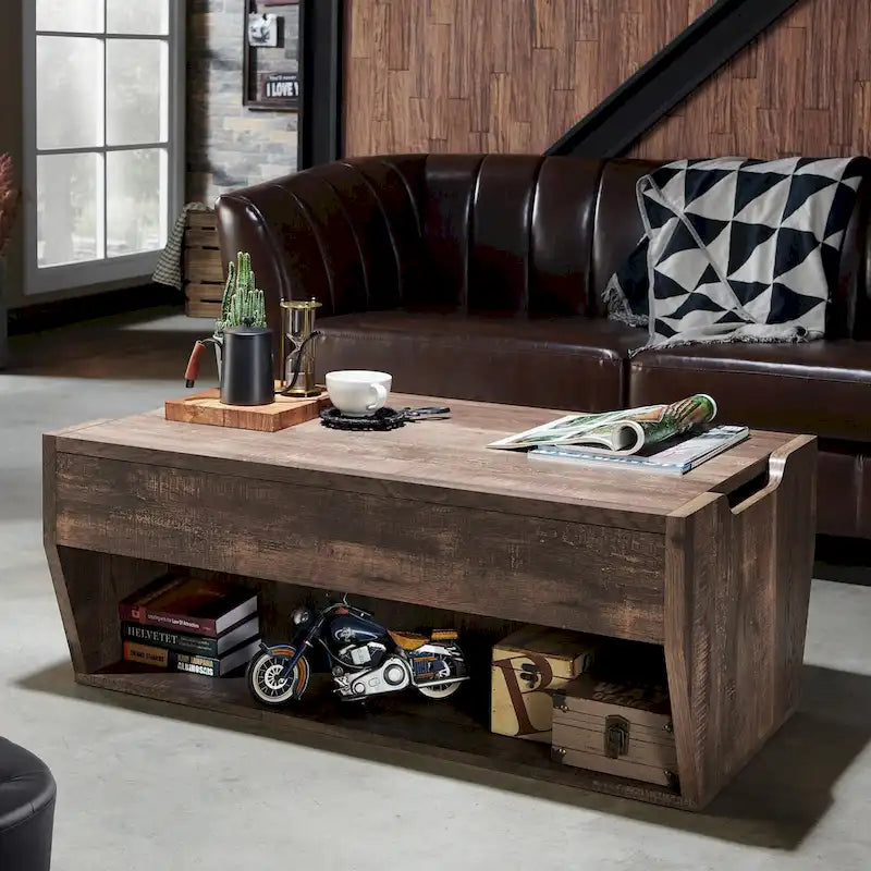 Tavolino da caffè Rere Rustic di Furniture of America, 104 cm, con piano sollevabile