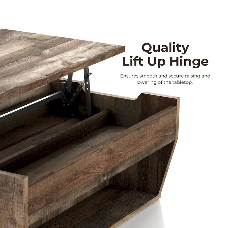 Tavolino da caffè Rere Rustic di Furniture of America, 104 cm, con piano sollevabile