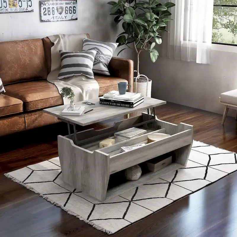 Tavolino da caffè Rere Rustic di Furniture of America, 104 cm, con piano sollevabile