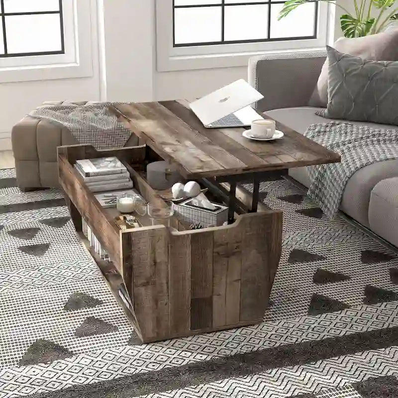 Tavolino da caffè Rere Rustic di Furniture of America, 104 cm, con piano sollevabile