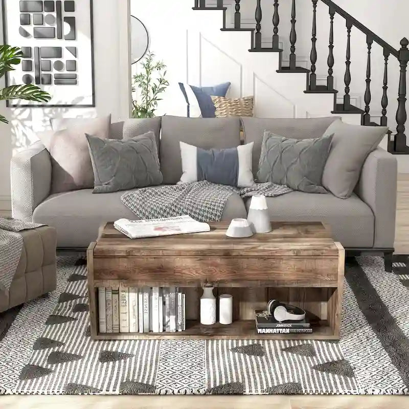 Tavolino da caffè Rere Rustic di Furniture of America, 104 cm, con piano sollevabile