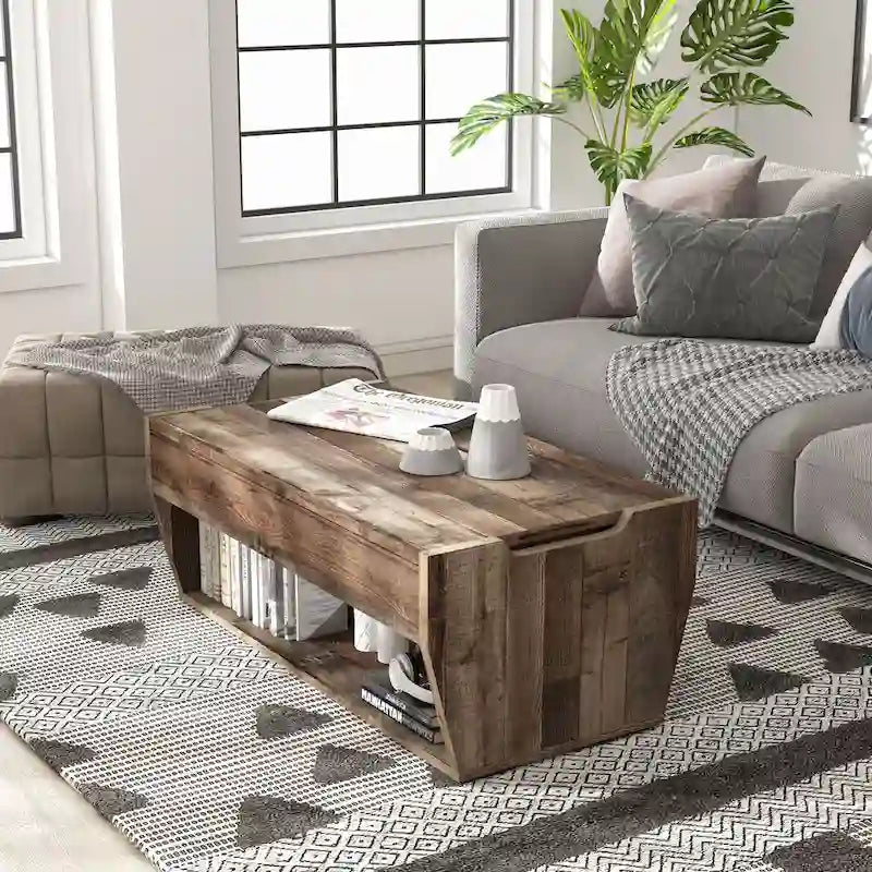 Tavolino da caffè Rere Rustic di Furniture of America, 104 cm, con piano sollevabile