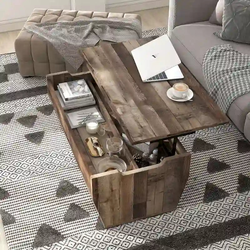 Tavolino da caffè Rere Rustic di Furniture of America, 104 cm, con piano sollevabile