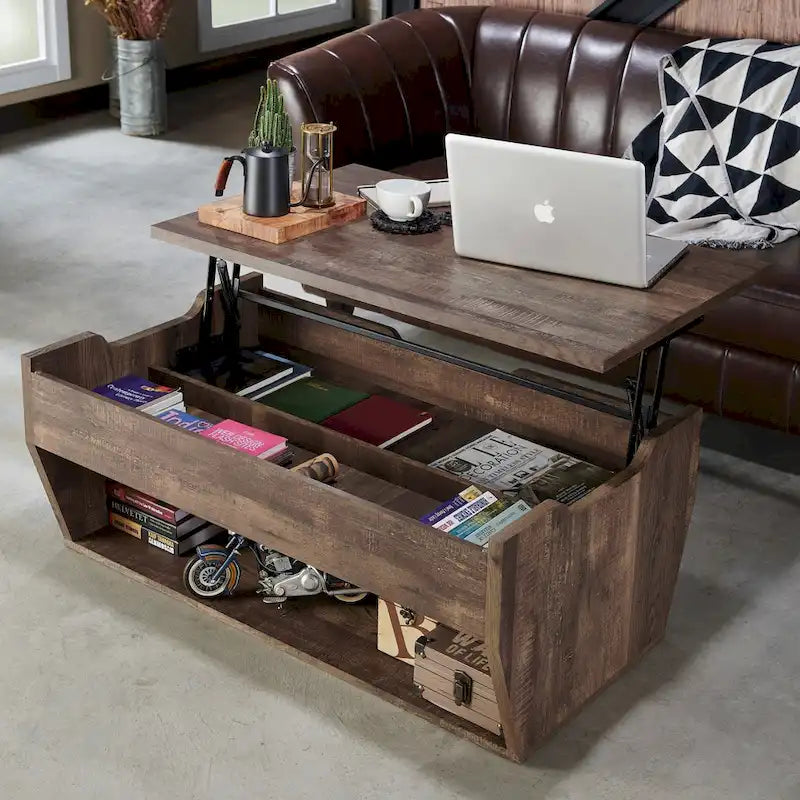 Tavolino da caffè Rere Rustic di Furniture of America, 104 cm, con piano sollevabile