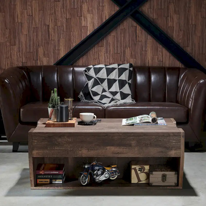 Tavolino da caffè Rere Rustic di Furniture of America, 104 cm, con piano sollevabile