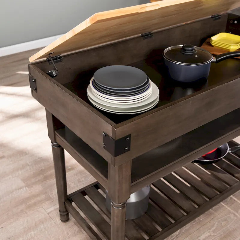 SEI Furniture Woodson Isola Cucina Contenitore Grigia Transizionale
