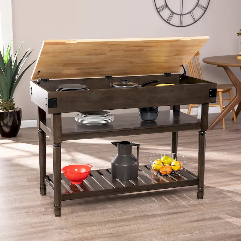 SEI Furniture Woodson Isola Cucina Contenitore Grigia Transizionale