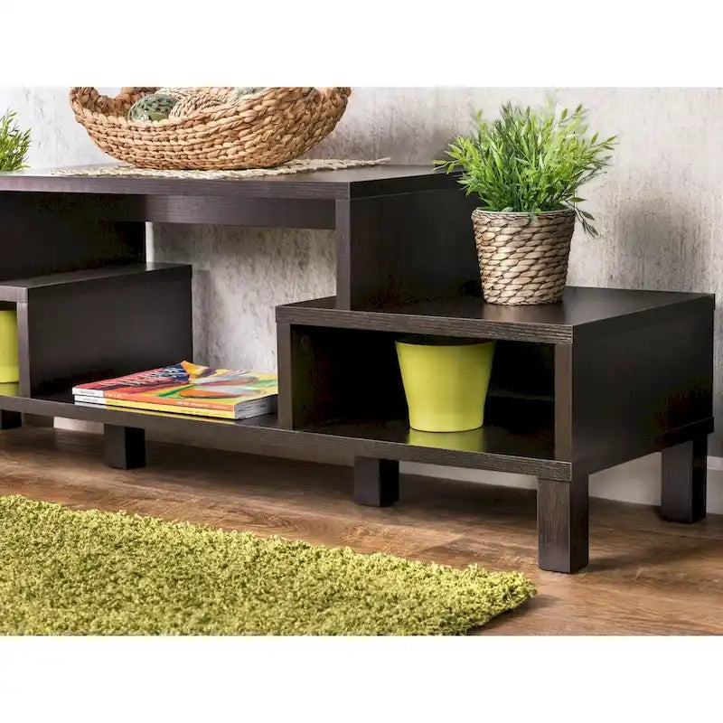 Mobile TV Moderno Rami a 3 Ripiani con Finitura Espresso di Furniture of America, Elegante Console Multimediale per l'Intrattenimento del Soggiorno
