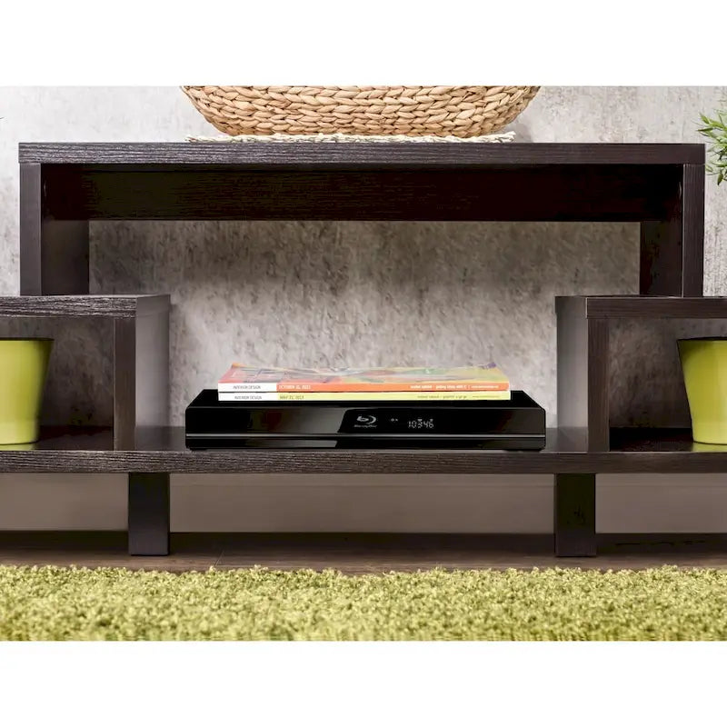 Mobile TV Moderno Rami a 3 Ripiani con Finitura Espresso di Furniture of America, Elegante Console Multimediale per l'Intrattenimento del Soggiorno