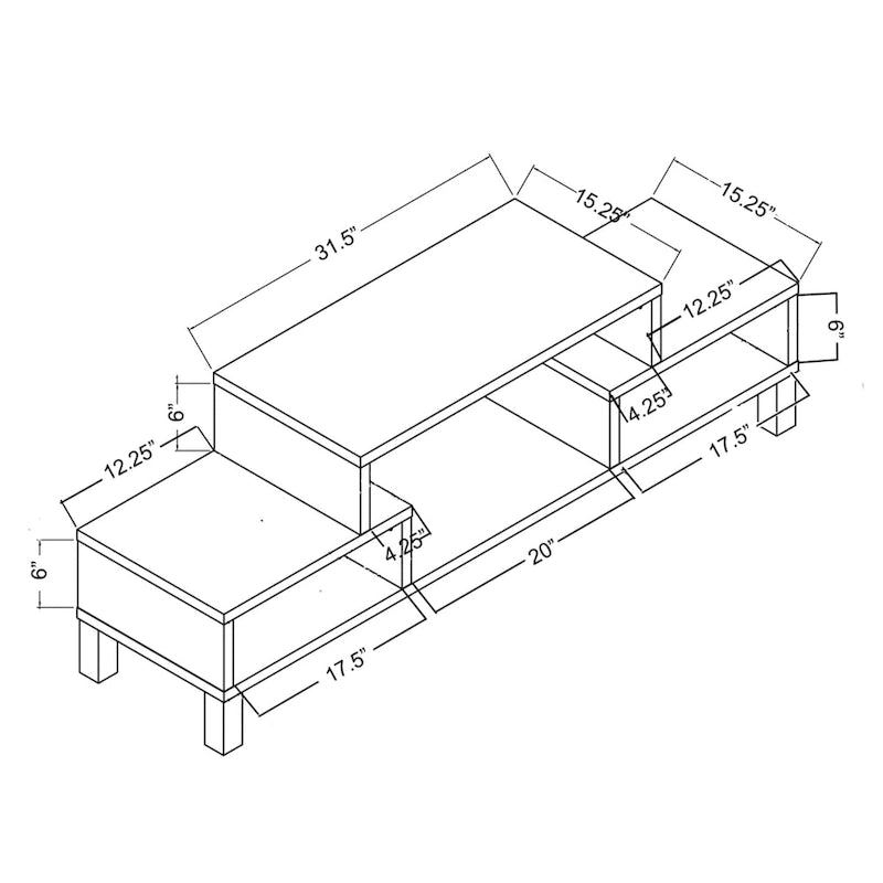 Mobile TV Moderno Rami a 3 Ripiani con Finitura Espresso di Furniture of America, Elegante Console Multimediale per l'Intrattenimento del Soggiorno