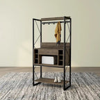 Étagère de boulanger DH BASIC industrielle en chêne recyclé de 170 cm avec 6 emplacements pour bouteilles de vin par Denhour