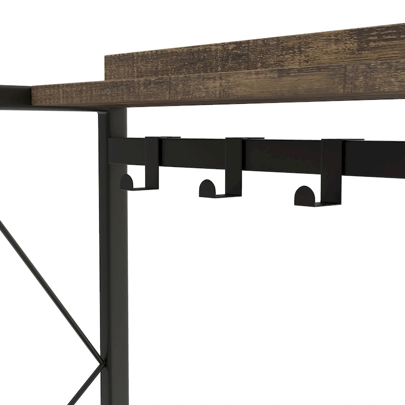 Étagère de boulanger DH BASIC industrielle en chêne recyclé de 170 cm avec 6 emplacements pour bouteilles de vin par Denhour
