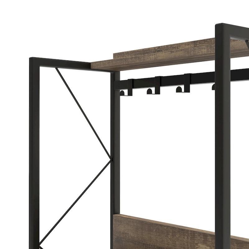Étagère de boulanger DH BASIC industrielle en chêne recyclé de 170 cm avec 6 emplacements pour bouteilles de vin par Denhour