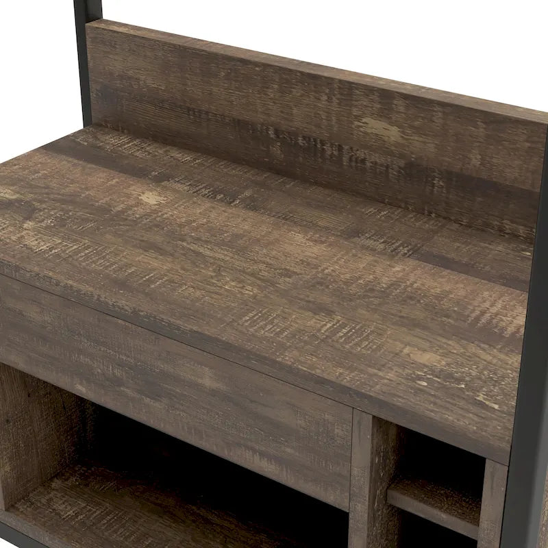 Étagère de boulanger DH BASIC industrielle en chêne recyclé de 170 cm avec 6 emplacements pour bouteilles de vin par Denhour