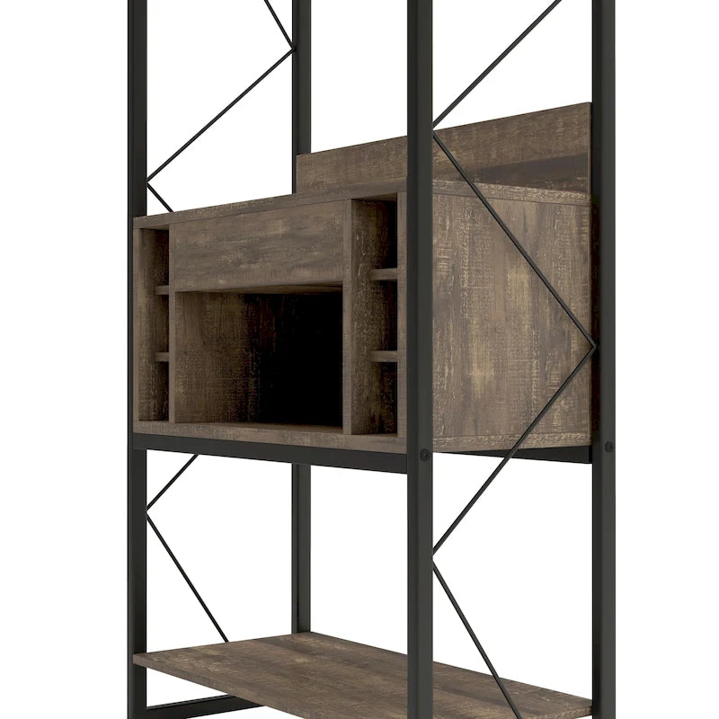 Étagère de boulanger DH BASIC industrielle en chêne recyclé de 170 cm avec 6 emplacements pour bouteilles de vin par Denhour