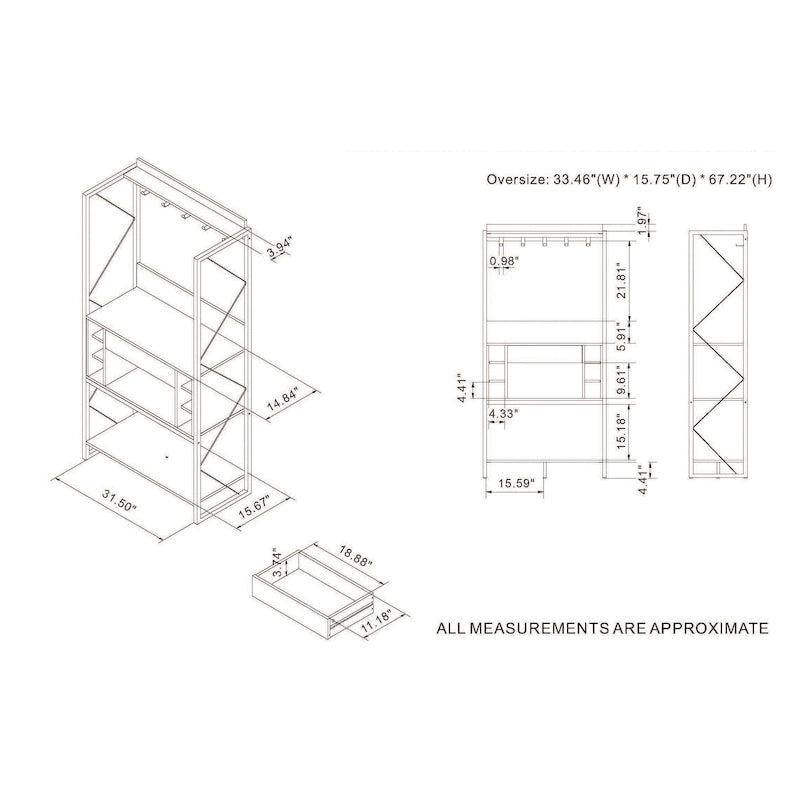 Étagère de boulanger DH BASIC industrielle en chêne recyclé de 170 cm avec 6 emplacements pour bouteilles de vin par Denhour