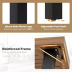 Set da Pranzo Costway 9 Pezzi in Rattan da Esterno con Tavolo in Legno di Acacia, Cuscini, Foro per Ombrellone da 1,9