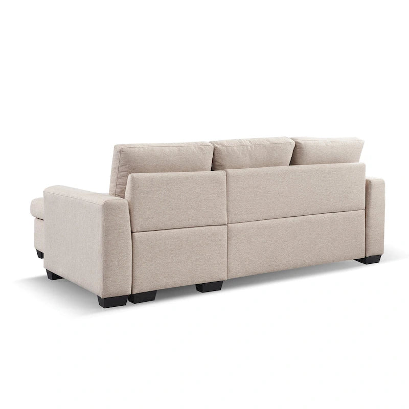 Divano Letto Componibile con Chaise Longue Capitonnè e Contenitore
